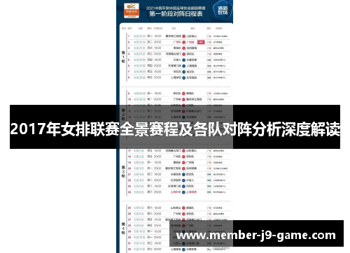 2017年女排联赛全景赛程及各队对阵分析深度解读