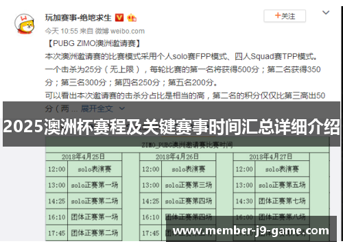 2025澳洲杯赛程及关键赛事时间汇总详细介绍
