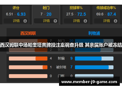 西汉姆联中场帕奎塔黄牌投注案调查升级 其亲属账户被冻结 西汉姆联中场帕奎塔黄牌投注案调查升级 其亲属账户被冻结